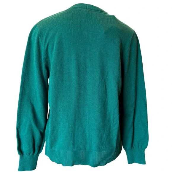 J Jill Boxwood Bejeweled Button Cardigan Sweater Green Cotton Blend Medium NEW - Picture 4 of 11